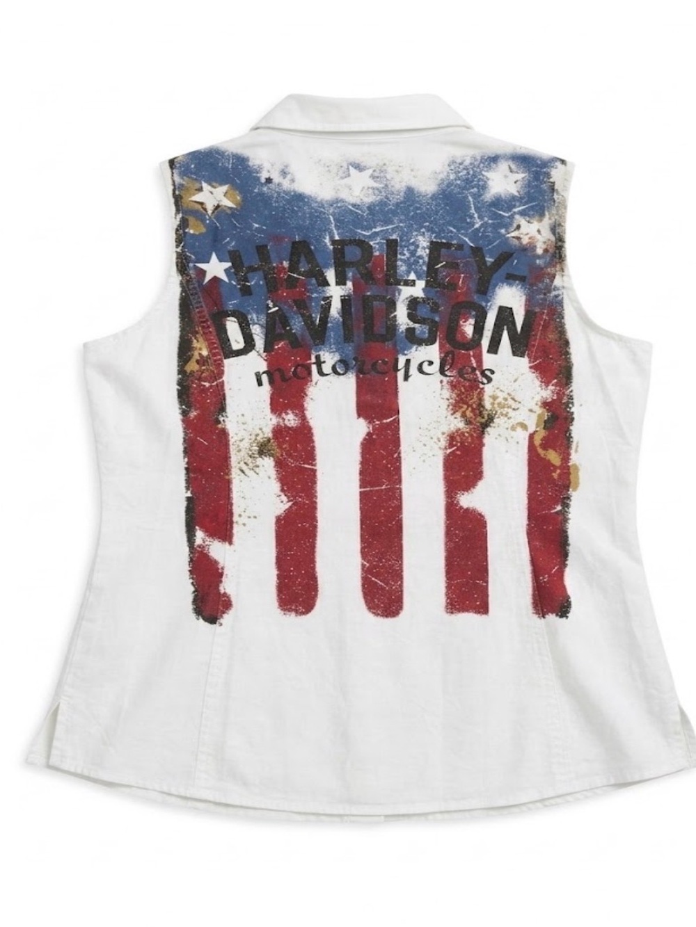Harley-Davidson Sleeveless Button Down American Flag Fourth of July Freedom